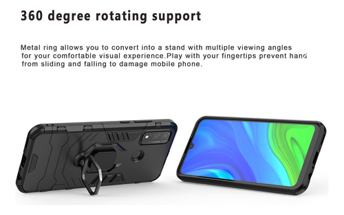 Funda Uso Rudo Carcasa Para Huawei P Smart 2020 +mica Negro Huawei P Smart 2020