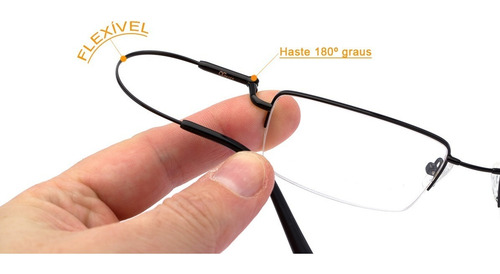 Imagem 4 de 10 de Armação Oculos Ogrife Og 1739-c Metal Masculino Fio Nylon