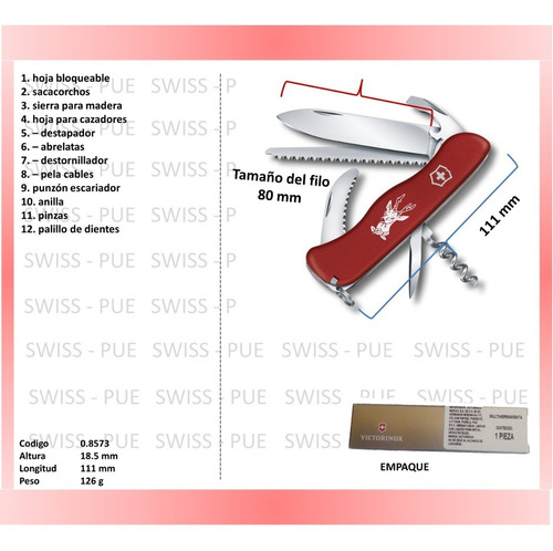 Imagen 2 de 6 de Navaja Hunter Roja, Fda Nylon, Cordon, Victorinox (0.8573)