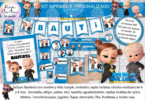 Kit Imprimible Candy Bar Un Jefe En Pañales 2 Personalizado