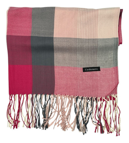 Cachecol Lenço Xale Xadrez Inverno Tecido Fino Cor 85/pink