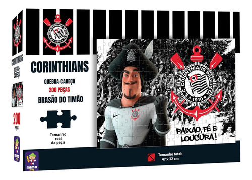 Quebra Cabeça Colecionável Corinthians Brasão Timão 200 Pçs