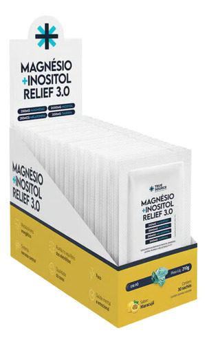 Magnésio + Inositol Relief 3.0 7g Caixa 30 Sache True Source Sabor Maracujá