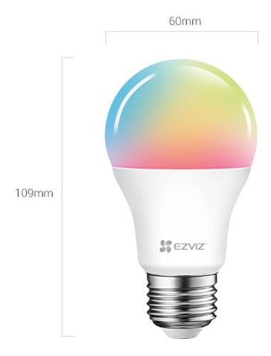 Imagen 2 de 3 de Ampolleta Led Inteligente Ezviz Wifi E27 Multicolor Cctvip