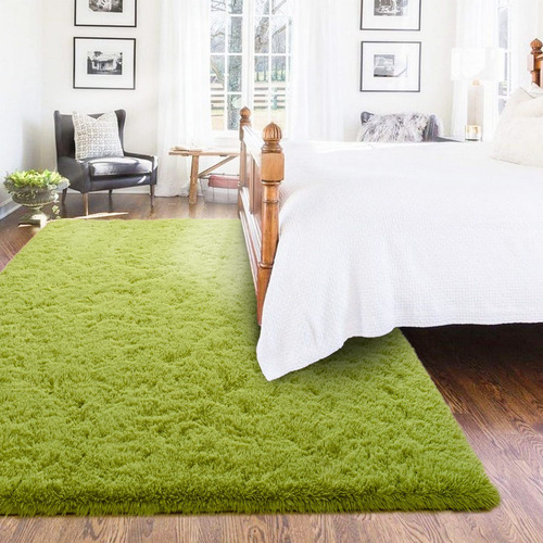 Alfombra Iseau Fluffy Green Shaggy De 150 Cm X 240 Cm Para H