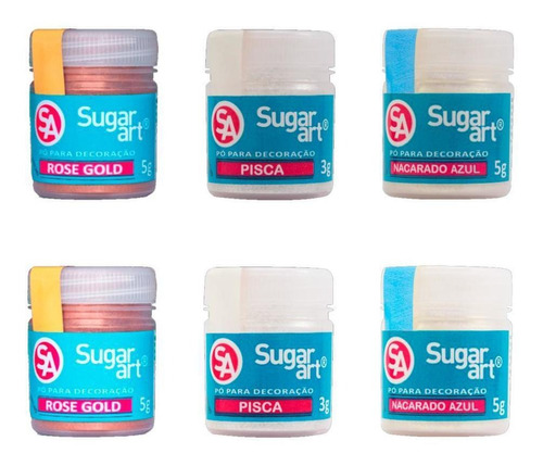 Kit Pó Comestível Para Confeitar Sugarart 5 Unidades