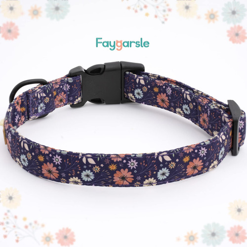 Collar De Perro De Color Morado Con Diseño De Flores