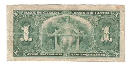 Billete Canada 1 Dolar (1937) Rey Jorge V I (Usado)