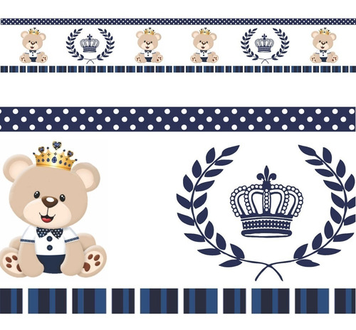 04 Faixas Decorativa Border Urso Rei Principe 