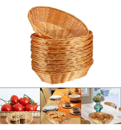 10x Cesta De Pan Tejida, Cesta De Fruta Tejida, Grande