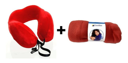 Imagen 2 de 4 de Kit Viaje Descanso Manta Polar Almohada Inteligente Cuello