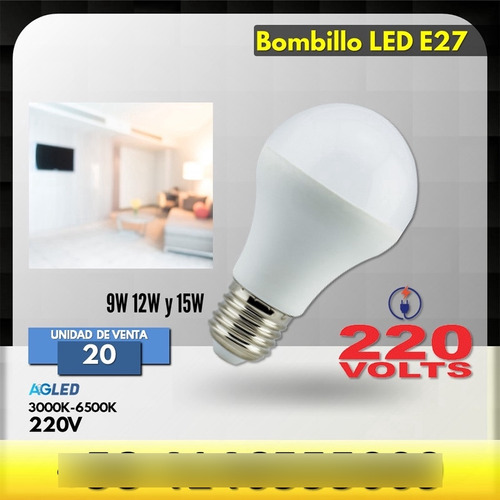 Bombillo Led 12w E27 6500k 220v A60 1080lm 90l/w G2-200