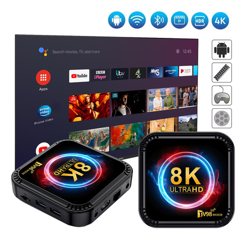 Keyuan Android 13.0 TV Box Streaming 4 Gb 64 Gb Tv 8K Full HD Smart Android Tv Stick Wifi Bluetooth with Control Remoto Por Voz