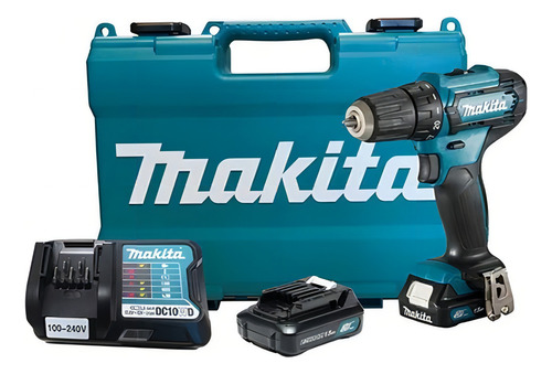Parafusadeira Furadeira Makita Df333dwye 2 Baterias E Maleta Cor Azul-turquesa
