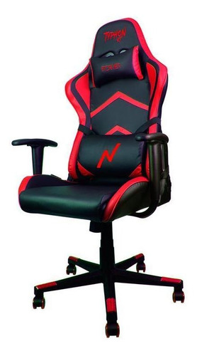 Silla de escritorio Noga Typhon KT gamer ergonómica  negra y roja con tapizado de cuero sintético