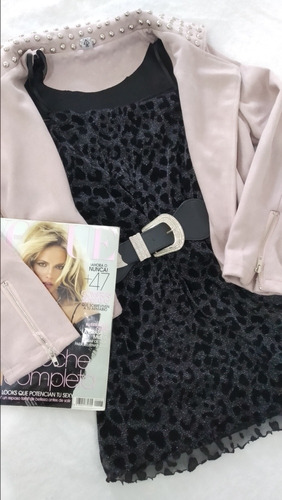 Vestido Leopardo Con Lurex, Forrería Y Breteles Regulables