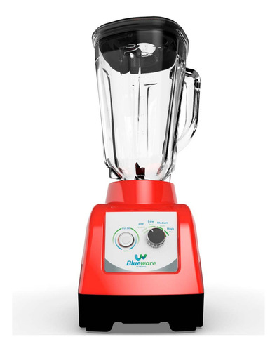 Licuadora Blueware Bw6-75-gl-r 2l 3v Vaso De Vidrio Rojo