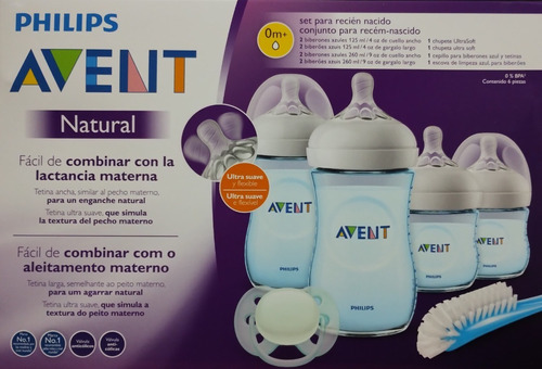 Avent Philips Natural Set Recién Nacido Color Azul 6 Piezas