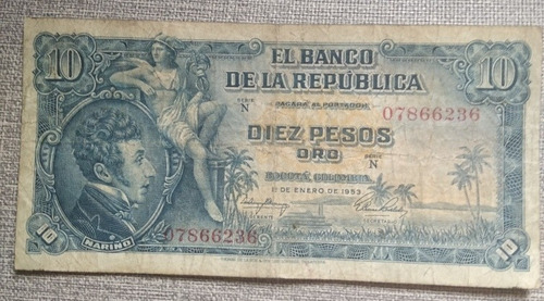 Billete De 10 Pesos Año 1953