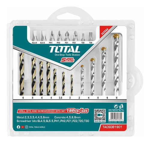Juego Brocas Y Puntas Para Taladro Atornillador 19 Piezas