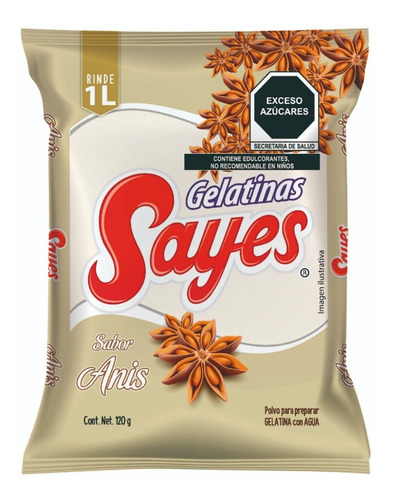 Imagen 2 de 4 de Gelatina Sayes De Agua Sabor Anis 25 Piezas 120gr