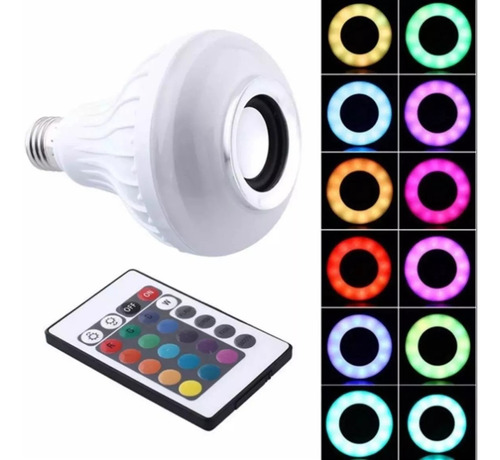 Lampada Bluetooth De Led Caixa De Som C Controle Rgb 12w