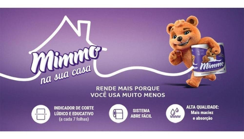 Imagem 2 de 2 de Papel Higiênico Folha Dupla Mimmo Neutro 30m L24 P21 Rolos