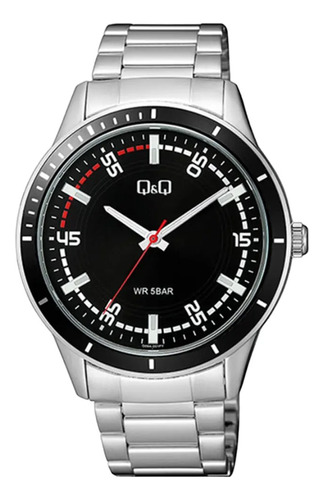 Reloj Q&q Malla Acero Inox Fondo Negro Q09a2001py 