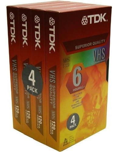 Tdk 4 Pack T-120 Vhs Video Tape