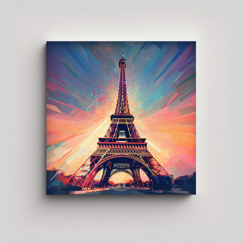 40x40cm Cuadro Arte Eiffel Espectacular Bastidor Madera