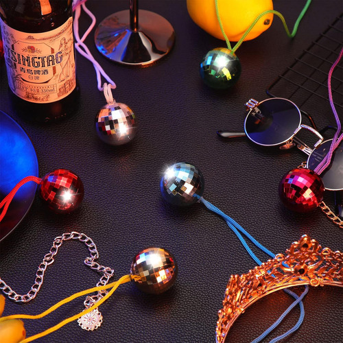 24 Collar Bola Disco Plástico Fiesta 70's Batucada Boda