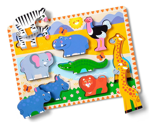 Melissa & Doug Safari Rompecabezas De Madera Grueso (8 Pieza