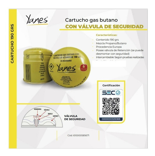 Gas Butano Camping 190 Grs No Recargable
