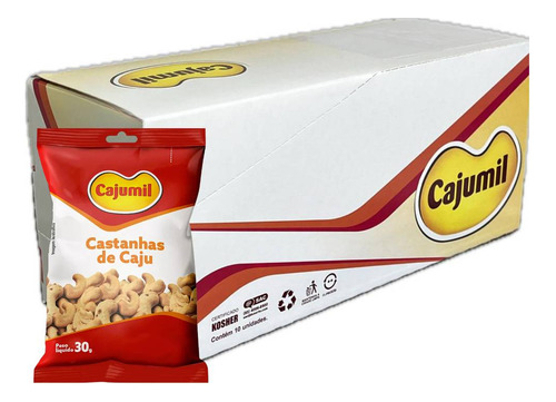 10 Pacotes Castanhas De Caju Cajumil Pacote Sachê 30g
