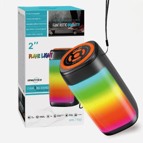 Caixa De Som Portátil Gts-1732 Greactnice Com Led