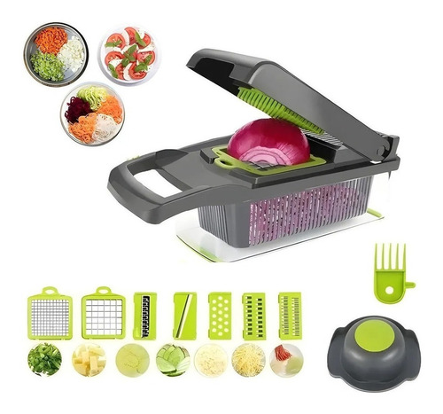 Picador Rallador De Verduras Mandolina 12 En 1 Para Cocina