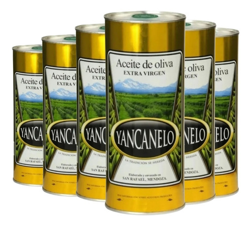 Imagen 1 de 10 de Aceite Oliva Yancanelo Extra Virgen Pack X 6 X 1 Litro