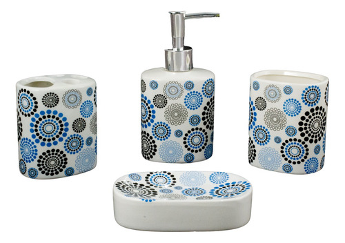 Set Juego De Baño Dispenser Jabonera Vaso Y Porta Cepillo