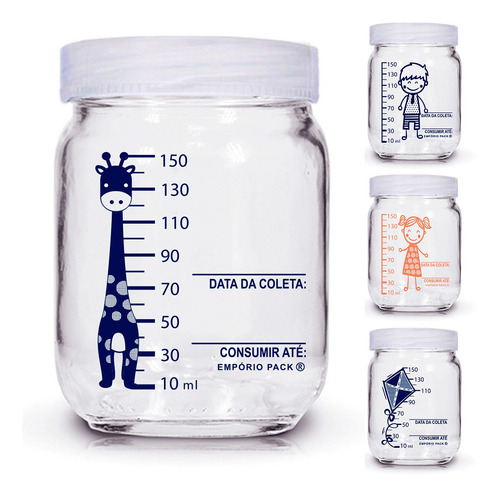 Imagem 4 de 4 de 12 Potes De Vidro Armazenar Leite Materno, Graduação 150ml