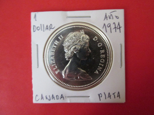 Gran Moneda Canada 1 Dollar Reina Isabel Plata Año 1974 Unc