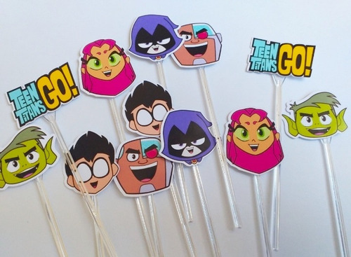 Pack 15 Toppers Para Cupcakes / Muffins. Jóvenes Titanes