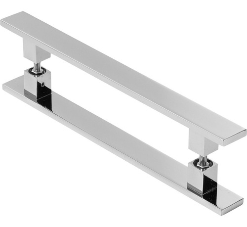 Puxador De Porta Pivotante Barra Chata Duplo Cromado 70cm