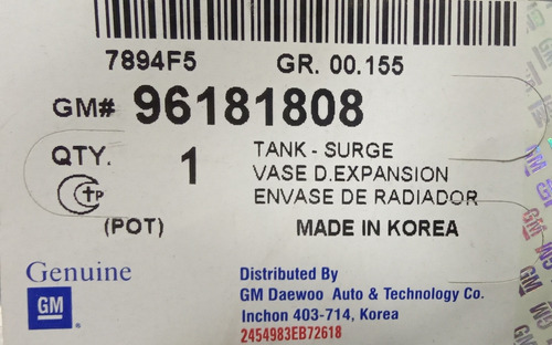 Deposito Agua Radiador Daewoo Cielo