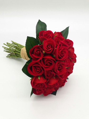 Buquê De Noiva Rústico 30 Botões De Rosas Vermelhas | Parcelamento sem juros