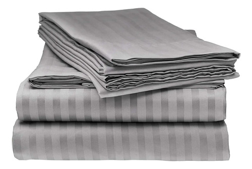 Juego De Sabanas King Size Linea Dobby Hotel 180 Hilos Gris Dobby