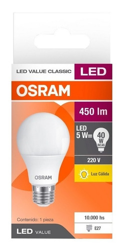 Pack X40 Lámpara Led 5w=40w Cálida Osram! - Elect. Avella.