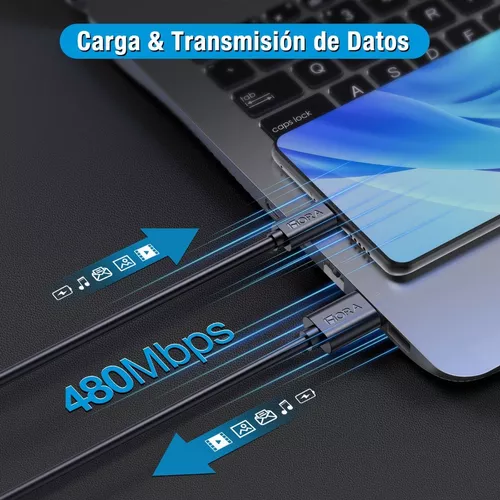 Cable Usb Tipo C Carga Rápida Para Samsung Moto LG 2m 2pzs Color Gris
