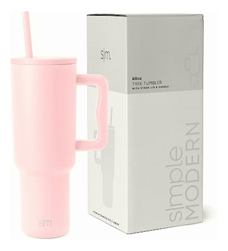 Simple Modern 40 Oz Tumbler With Handle And Straw Lid | Color Blush