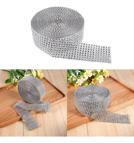 Rollo De Cinta De Malla De Diamantes De Imitación De 10 Yard