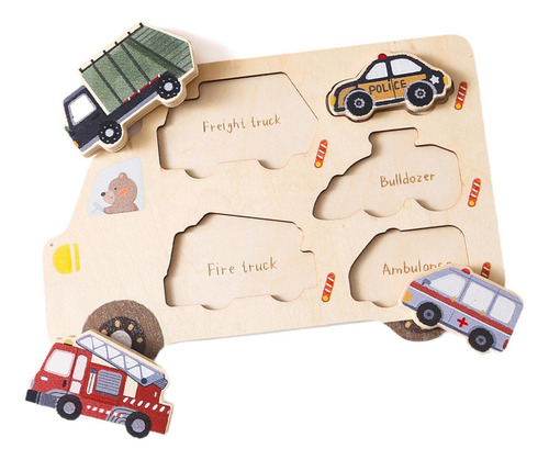 Rompecabezas De Madera Montessori Para Niños, Coches